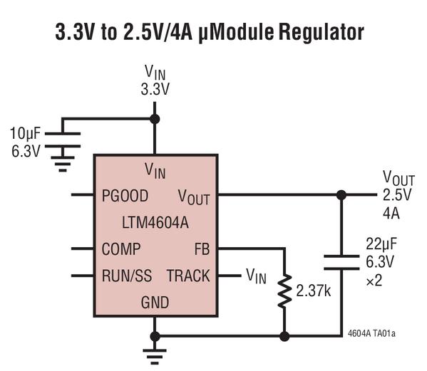 LTM4604A 3.3V 至 2.5V4A μModule 稳压器,第2张