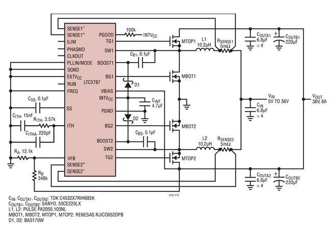 LTC3787 高效两相 36V 升压型转换器,第2张