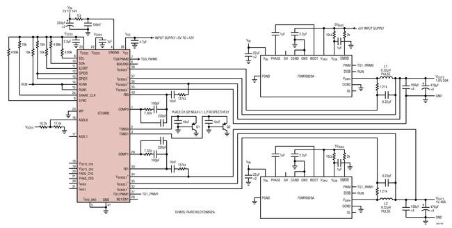 LTC3882 1V40A 和 1.8V30A、500kHz 转换器具 DrMOS 功率级,第2张