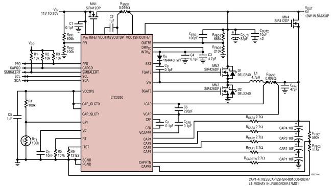 LTC3350 11V 至 20V、4A 超级电容器充电器具 2A 输入电流限制和 5V、2A 备份模式,第2张