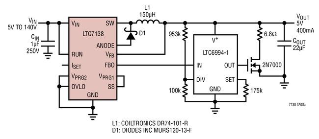 LTC7138 5V~140V 输入至 5V400mA 输出和 20kHz 最小开关频率,第2张