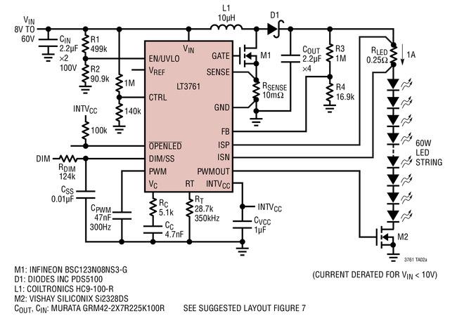 LT3761 94% 高效升压型 LED 驱动器用于汽车前照灯并具 25：1 PWM 调光功能,第2张