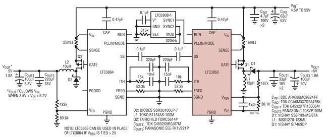 60V、低 IQ、负输出DCDC控制器LTC3863,60V、低 IQ、负输出DC/DC控制器LTC3863,第2张