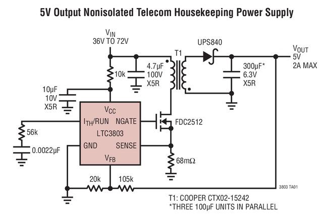 一款恒定频率、电流模式、反激式控制器LTC3803,第2张