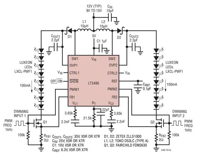 LT3486转换器可驱动8个串联的白光 LED,LT3486转换器可驱动8个串联的白光 LED,第2张