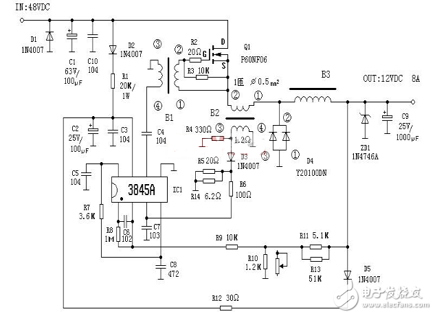 12v升压48v电路图大全（五款模拟电路设计原理图详解）,12v升压48v电路图大全（五款模拟电路设计原理图详解）,第6张