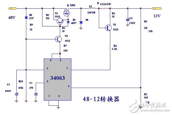 48v转12v转换器电路图（五款48v转12v转换器电路原理图详解）,48v转12v转换器电路图（五款48v转12v转换器电路原理图详解）,第8张