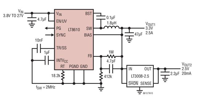 LT8610：具 LDO 的超低 Iq 2.5V、3.3V 降压型转换器,第2张