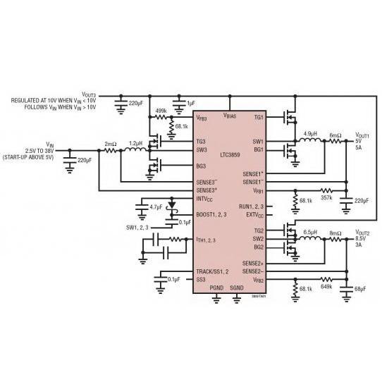 高效率、宽输入 (“冷车发动”) 范围双通道 5V8.5V 转换器,第2张