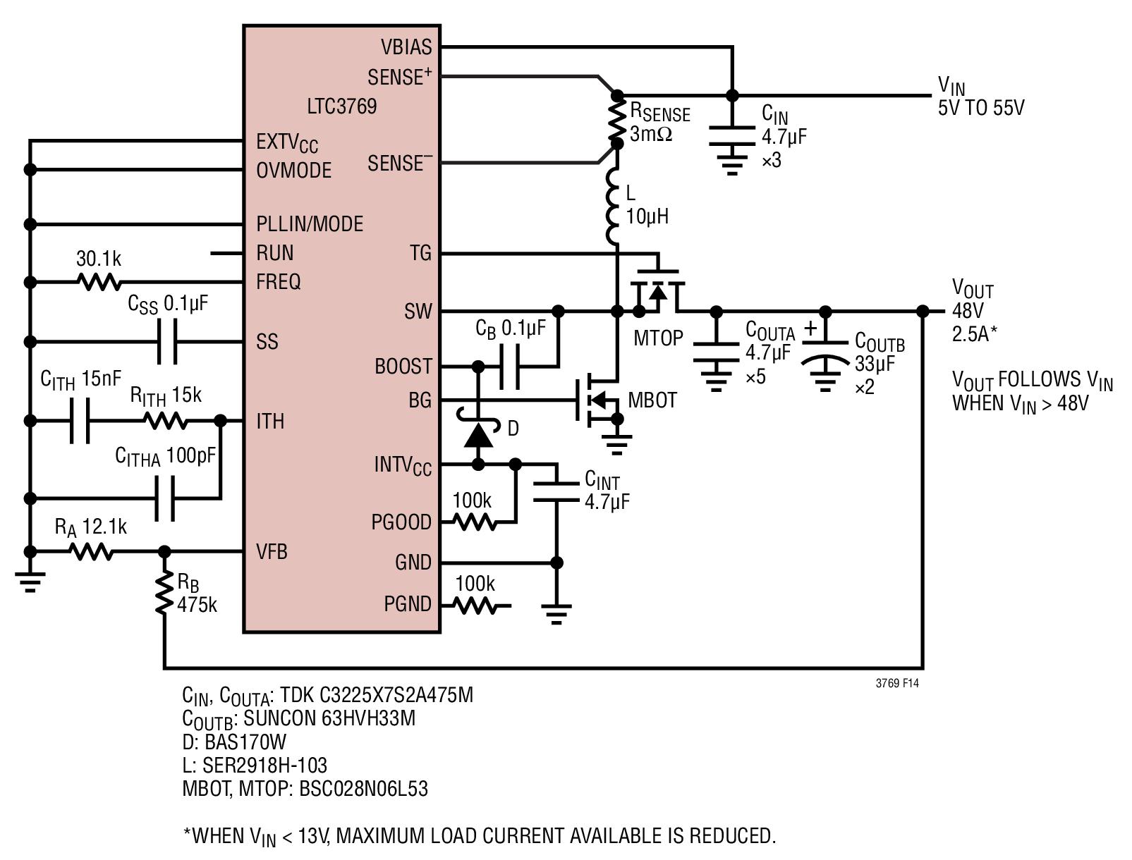 LTC3769 高效率 48V2.5A 升压型转换器,第2张