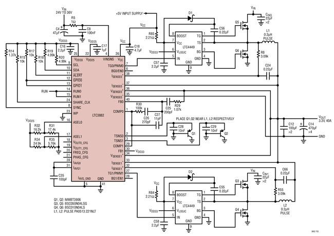 LTC3882 36V 输入、3.3V40A、1.0MHz 转换器具分离式栅极驱动器,第2张