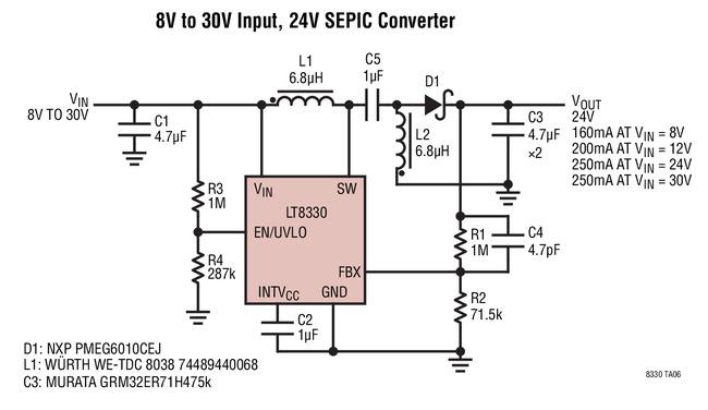 具1A、60V开关的低IQ升压SEPIC负输出转换器LT8330,具1A、60V开关的低IQ升压/SEPIC/负输出转换器LT8330,第2张