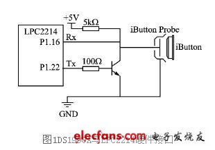 基于LPC2214和μCOS-II的iButton接口,DS1990A与LPC2214的接口电路,第2张