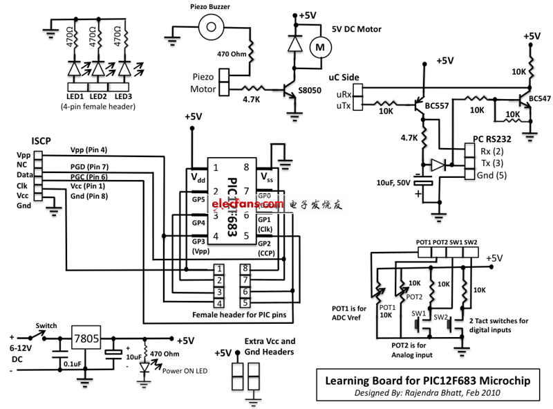 PIC12F683微控制器实验板,第3张