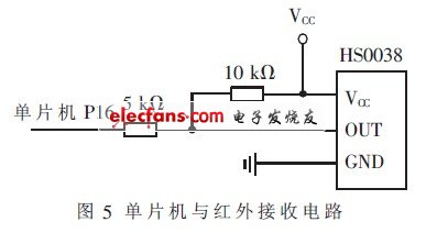 单片机实现无线遥控教鞭,图5 单片机与红外接收电路,第6张