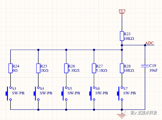 ADC实现一个IO上挂多个按键,3b88b6f8-290b-11ed-ba43-dac502259ad0.png,第2张