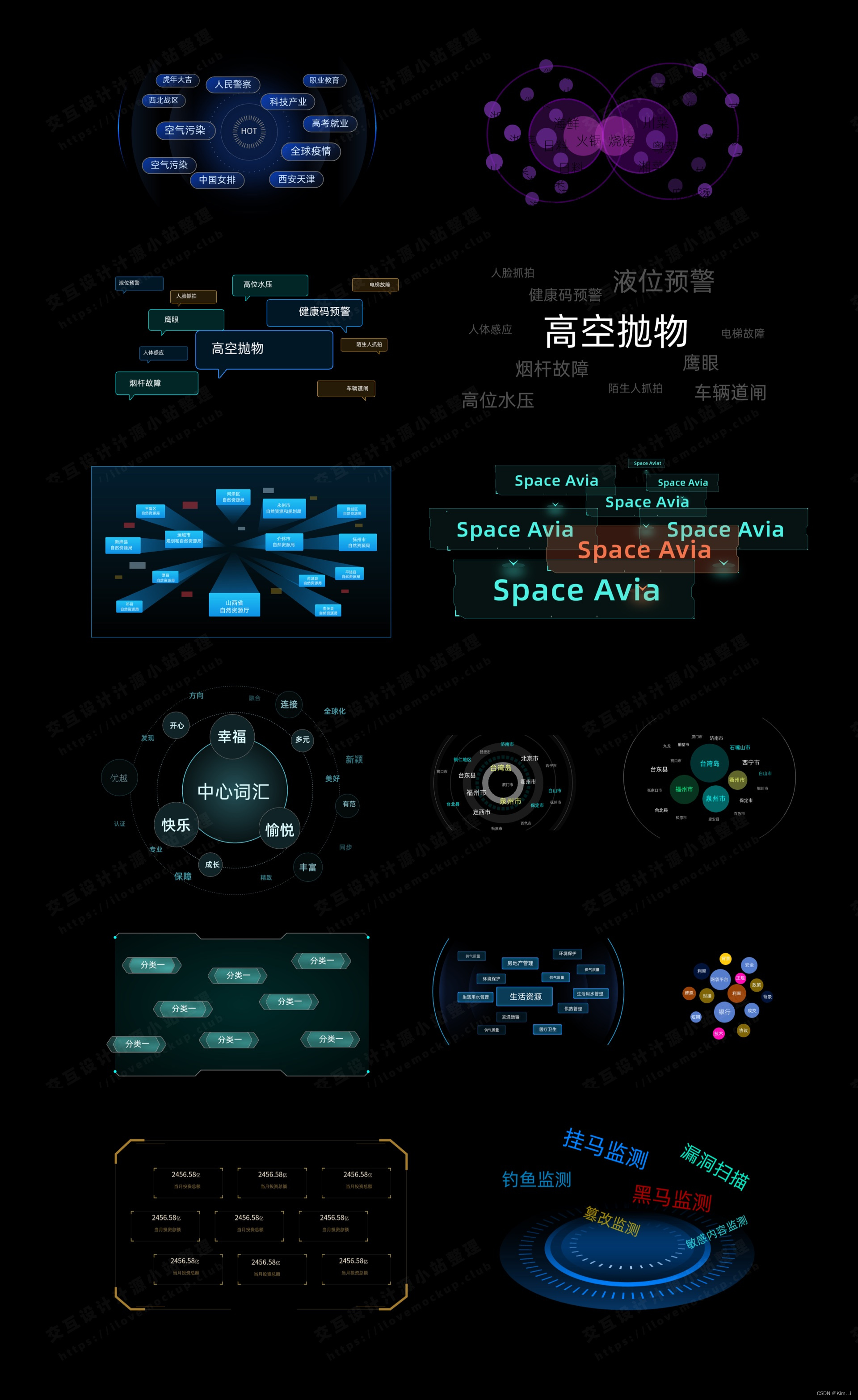 超全的数据可视化大屏设计组件库 sketch格式,在这里插入图片描述,第8张