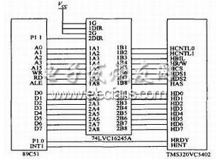 一种定点数字信号处理器与单片机的接口设计方案,TI74LVC16245A芯片电平转换硬件电路,第4张
