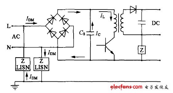 大功率开关电源的EMC测试分析及正确选择EMI滤波器,图3差模输入传导噪声电原理图,第3张