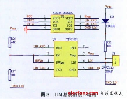 基于LIN总线的纯电动车电池管理系统设计,LIN总线的接口电路,第4张