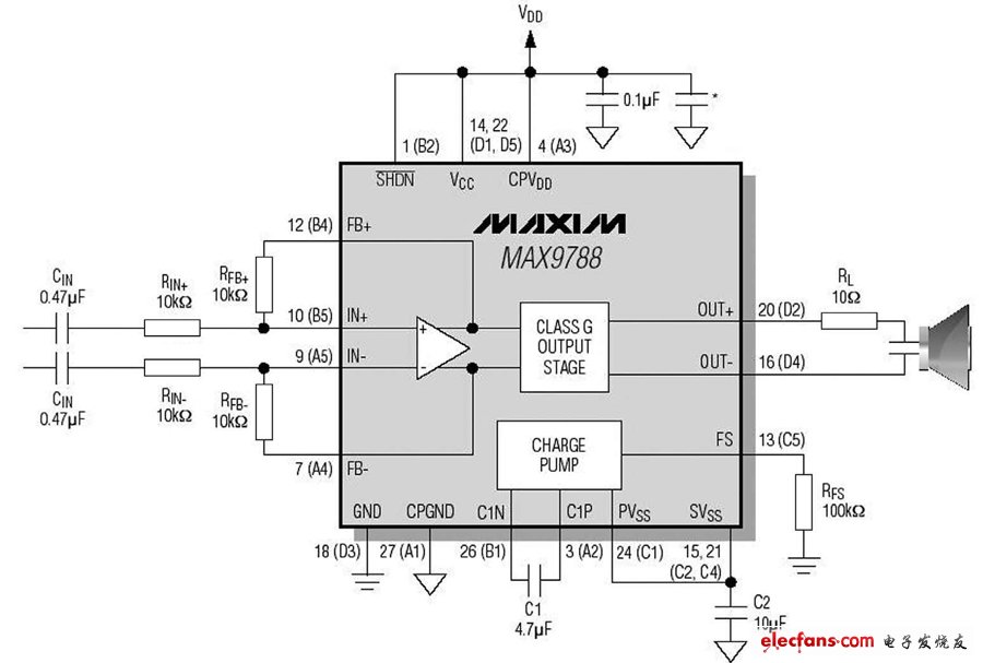 小巧、轻薄设计才能推动便携小型陶瓷扬声器发展,采用MAX9788的典型陶瓷扬声器应用电路,第6张