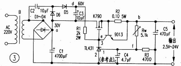 用TL431作大功率可调稳压电源电路,第3张