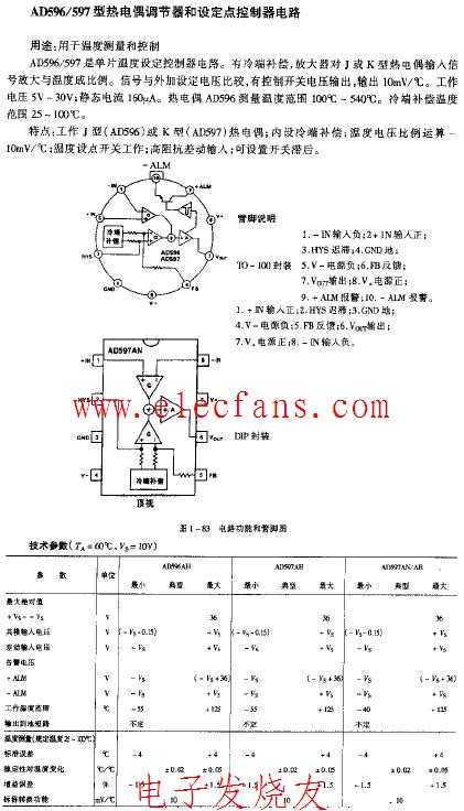 AD596-597型热电偶调节器和设定点控制器电路,第2张