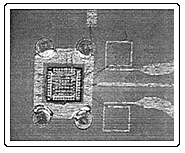Low Power Silicon BJT LNA for,Figure 6. Photograph of the Quickchip mounted on the test substrate. On the right are the printed inductors for input and output matching.,第7张