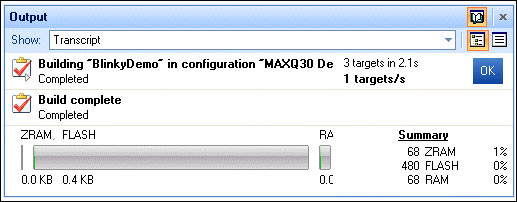 采用MAXQ1103评估套件和面向MAXQ30的CrossW,图4. 工程构建后的输出,第4张