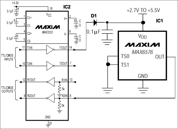 RS-232 Powered Temperature Sen,Figure 1. RS-232 powered temperature sensor.,第2张