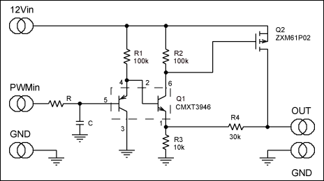 PWM至线性信号转换电路,图1. 将低压PWM信号转换成放大、缓冲后的线性输出的简单电路。,第2张