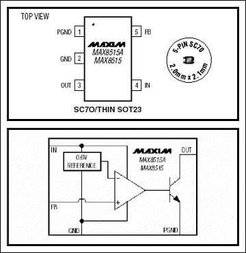 使用MAX8515并联稳压器输出电压感测应用的DC - DC,Figure 1.,第2张