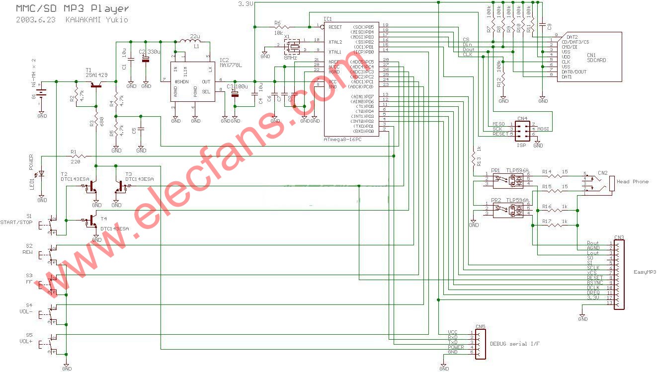 ATmega8控制STA013和MMDSD卡的电路图,第2张