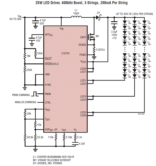 Linear LT3760 8路LED驱动解决方案 (应用电,第8张