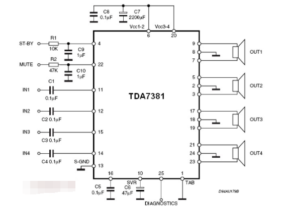 基于TDA7381的4 x 25W四路音频放大器电路,pYYBAGLNIUmAV25zAADsZ_4K-Ro833.png,第2张