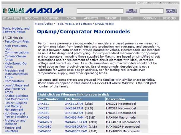 MAX4230运算放大器Spice模型,Maxim网站提供Spice模型,第2张