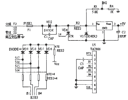 单片机AT89C5l用电故障控制系统,超压故障信号传输原理图,第5张