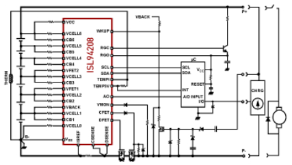 Intersil电池管理解决方案(BMS),ISL94208应用框图,第4张
