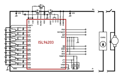 Intersil电池管理解决方案(BMS),ISL94203应用框图,第5张