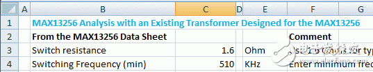 正确选择配合MAX13256工作的变压器,Figure 1. Data entry for MAX13256 specific transformer example, MAX13256 section.,第2张