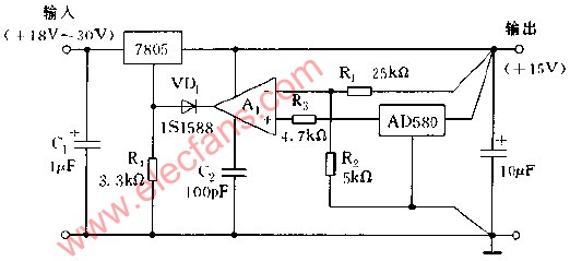 采用基准稳压器AD580的高稳定度稳压电源电路,第2张