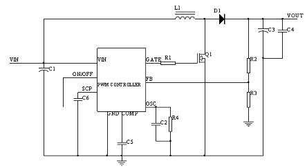 便携式笔记本车载适配器方案简介,PWM Controller + MOSFET实现BOOST功能示意图,第3张