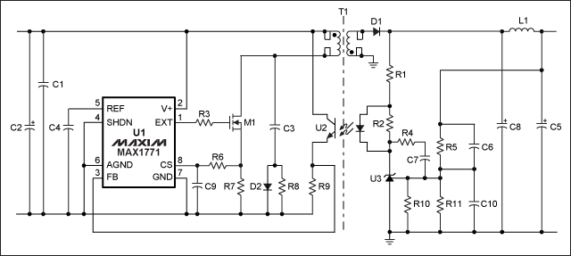 Reduce Standby Power Drains wi,Figure 2. Schematic of an isolated PFM flyback DC-DC converter,第3张