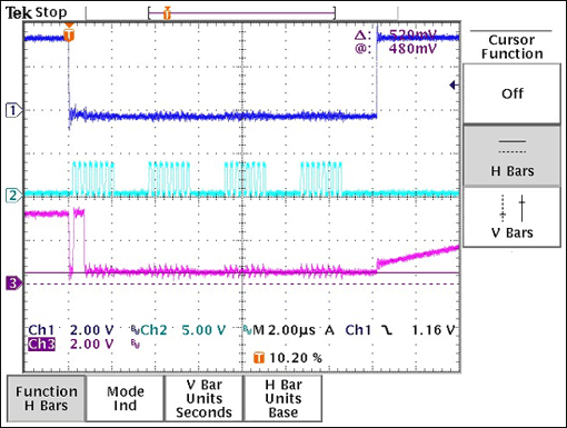 Robust Contact Monitor Simplif,Figure 2. SPI readback shows ground shift. Ch1 = CS; Ch2 = CLK; Ch3 = SDO (data).,第3张