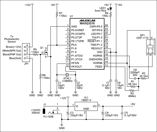 MAXQ3210在光束报警系统中的应用,图2. 电路板原理图,第2张