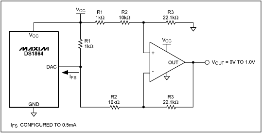 如何将DS1864的电流DAC转换成电压DAC,图1. 电流至电压转换电路,第2张