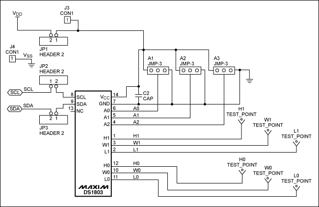 构建DS1803DS1805数字电位器的按键控制器,图2. DS1803数字电位器与PIC控制器的连接,第3张