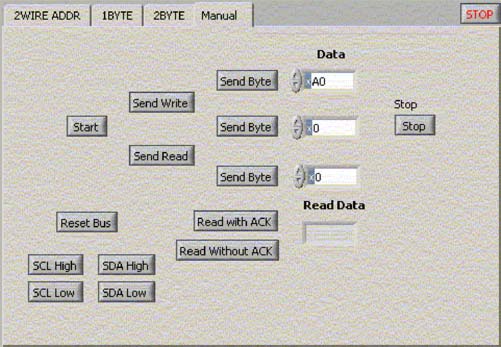 运用LabView控制DS3900串口通信模块,图4. MANUAL控制标签允许用户定义 *** 作的字节数以及期望的读或写 *** 作。,第5张