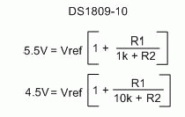 控制变压电源使用DS1809-Controlling a V, Equation 3. VOUT Calculation for 4.5V to 5.5V range.,第5张