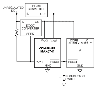 模拟集成电路的低电压系统-Analog ICs for Lo,Figure 9. The MAX6741 monitors two voltages and generates a reset signal if either drop out of tolerance.,第10张